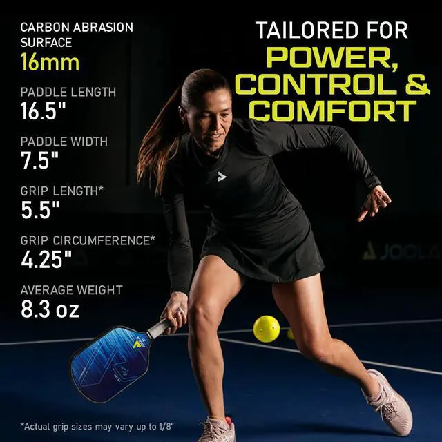 Alt view image 5 of 6 - Ben Johns Hyperion Pickleball Paddle - Select Raw Carbon Surface or Carbon Abrasion Surface for Increased Power and Spin - Elongated Grip Handle - Carbon Fiber Pickleball Paddle - USAP Approved