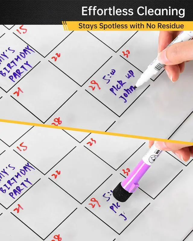Alt view image 5 of 6 - 28x20" Clear Acrylic Wall Calendar with Dry Erase Surface, Large Monthly Planner Board, Includes Vibrant Markers, Eraser, Multi-Color Mounting Screws, & Easy Install Kit - Perfect for Home & Office
