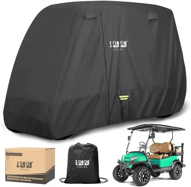 Main image of Heavy Duty 650D Golf Cart Cover for 2/4/6 Passengers EZGO, Club Car and Yamaha, All Weather Outdoor Protection Weatherproof