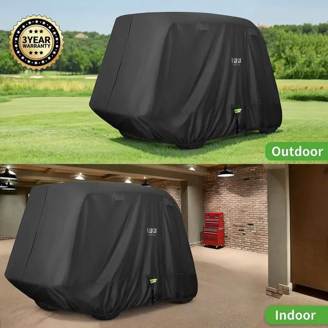 Alt view image 3 of 7 - Heavy Duty 650D Golf Cart Cover for 2/4/6 Passengers EZGO, Club Car and Yamaha, All Weather Outdoor Protection Weatherproof