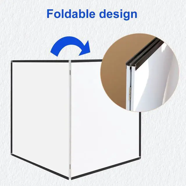Alt view image 4 of 7 - Large Magnetic Whiteboard 60 x 36 Inch, Foldable Dry Erase White Board with Pen Tray, Black Aluminum Frame Folding Message Presentation Board for Wall