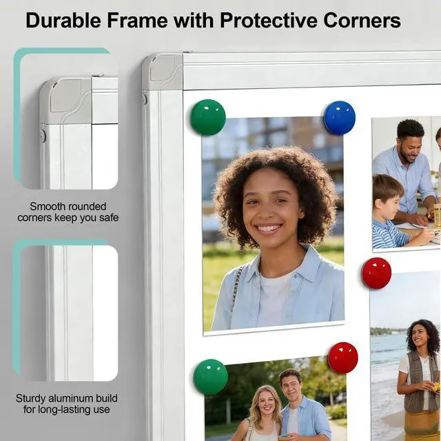 Alt view image 2 of 7 - Dry Erase White Board 48 X 36 Inch, Wall-Mounted Silver Aluminum Frame Marker Presentation Board, 4' X 3' Foldable Portable Whiteboard with Pen Tray for School, Classroom, Office & Home