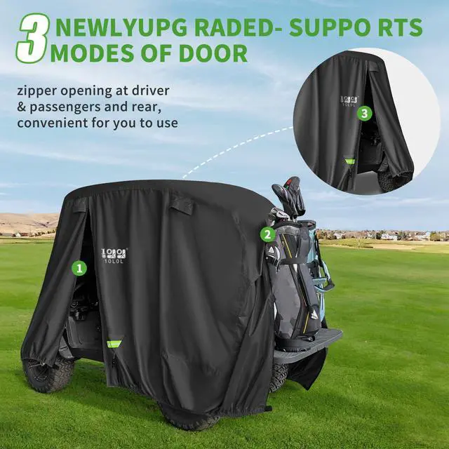 Alt view image 5 of 7 - Heavy Duty 650D Golf Cart Cover for 2/4/6 Passengers EZGO, Club Car and Yamaha, All Weather Outdoor Protection Weatherproof