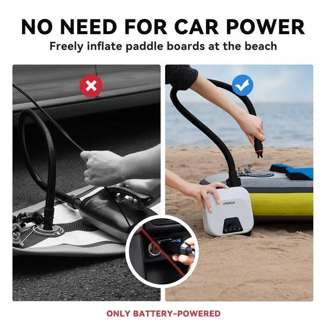 Alt view image 6 of 7 - 20PSI High Pressure Smart SUP Air Pump, Rechargeable Battery-Powered, Intelligent Dual Stage Inflation & Deflation, Auto-Off Air Pump for Stand Up Paddle Boards,Surfing Kite, Tent, Mattress