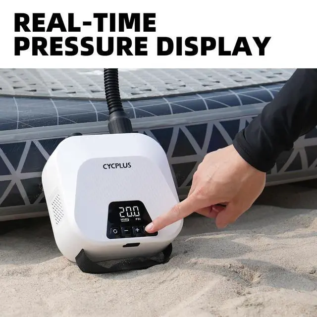 Alt view image 7 of 7 - 20PSI High Pressure Smart SUP Air Pump, Rechargeable Battery-Powered, Intelligent Dual Stage Inflation & Deflation, Auto-Off Air Pump for Stand Up Paddle Boards,Surfing Kite, Tent, Mattress