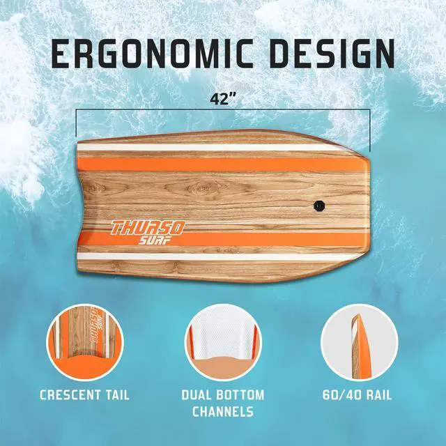 Alt view image 3 of 7 - Bodyboard 42'' Lightweight EPS Core Quill | Durable Foam IXPE Deck HDPE Slick Stable Flexibility Buoyancy Heat-Laminated FRP stringer