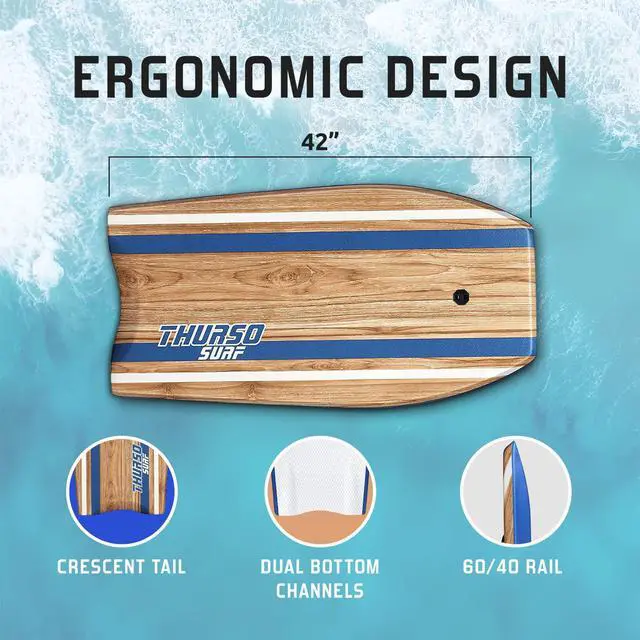 Alt view image 3 of 7 - Bodyboard 42'' Lightweight EPS Core Quill | Durable Foam IXPE Deck HDPE Slick Stable Flexibility Buoyancy Heat-Laminated FRP stringer