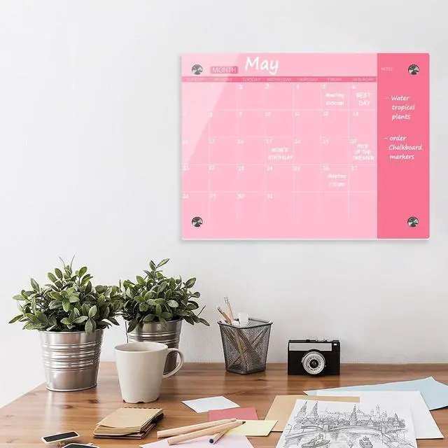 Alt view image 5 of 7 - Pink Glass Dry Erase Whiteboard, 18" x 24", Frameless Glass White Board for Home, School, Office