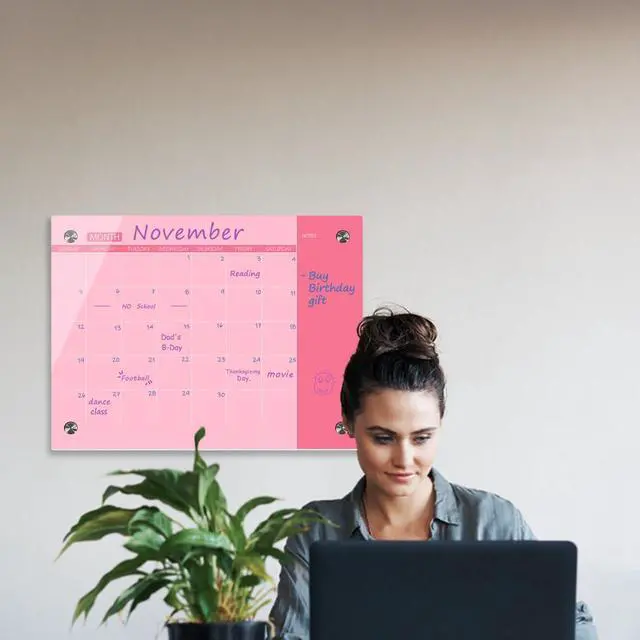 Alt view image 7 of 7 - Pink Glass Dry Erase Whiteboard, 18" x 24", Frameless Glass White Board for Home, School, Office