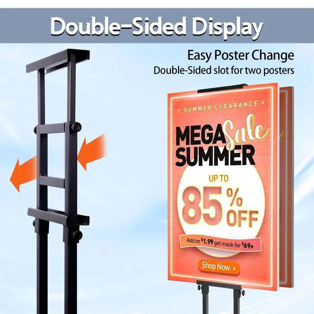 Alt view image 4 of 7 - 2PACK Poster Stand Adjustable Poster Holder Stand, Foam Board Stand for Display, Heavy Duty Pedestal Sign Holder, Metal Stand for Display Board Up to 83"