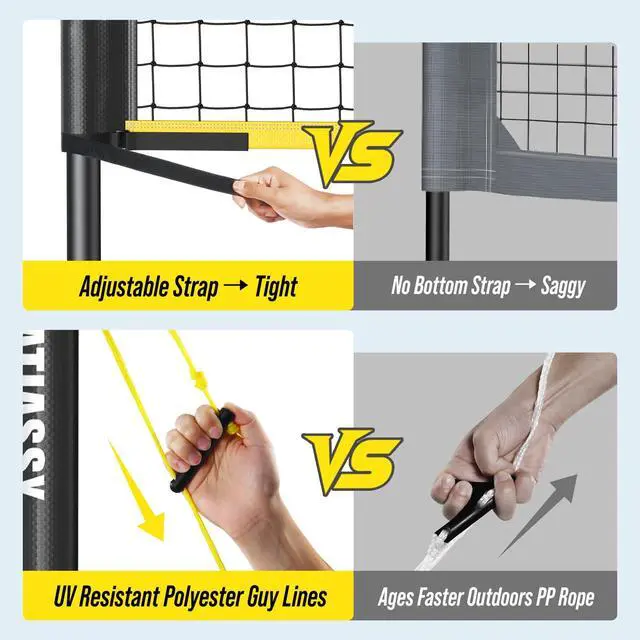 Alt view image 5 of 7 - Outdoor Volleyball Net System, 32FT Regulation Size Anti-Sag Net, Quick Setup Adjustable Height Poles, Volleyball Set with Pump, Boundary Line and Carry Bag for Backyard Beach Lawn