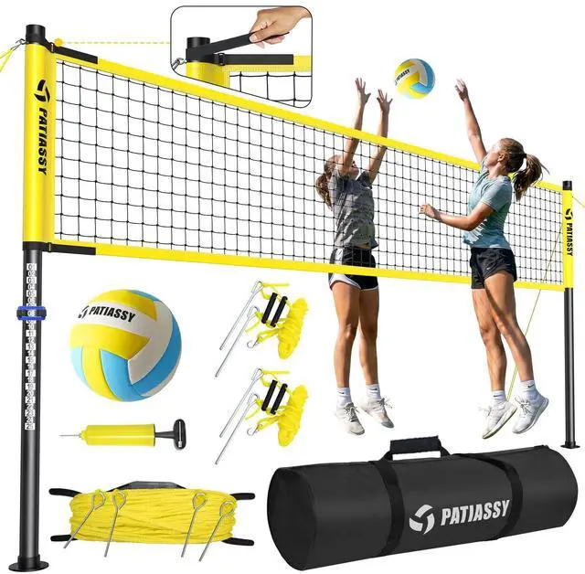 Main image of Outdoor Volleyball Net System, 32FT Regulation Size Anti-Sag Net, Quick Setup Adjustable Height Poles, Volleyball Set with Pump, Boundary Line and Carry Bag for Backyard Beach Lawn