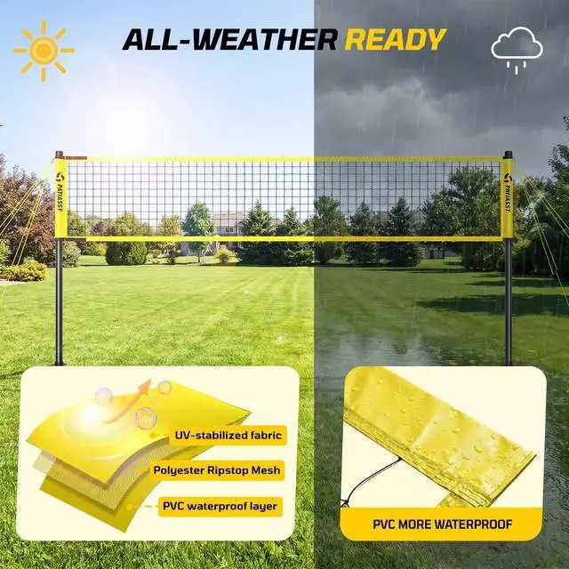 Alt view image 5 of 7 - Outdoor Volleyball Net System, 32FT Regulation Size Anti-Sag Net, Quick Setup Adjustable Height Poles, Volleyball Set with Pump, Boundary Line and Carry Bag for Backyard Beach Lawn