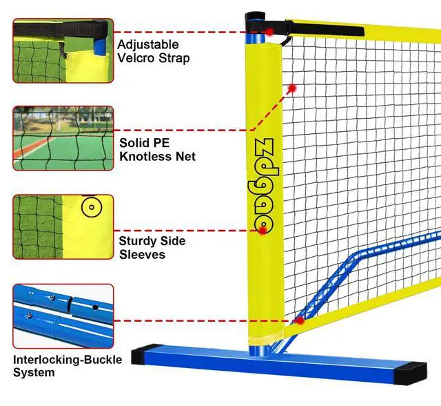 Alt view image 3 of 7 - Portable Pickleball Net with Pickleballs and Carry Bag for Driveway | 22FT Regulation Size Pickle Ball Net, Weather Resistance Strong Steel Frame, Easy Setup for Indoor Gym, Outdoor Court