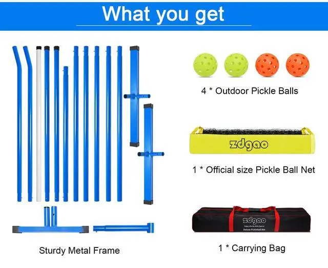 Alt view image 5 of 7 - Portable Pickleball Net with Pickleballs and Carry Bag for Driveway | 22FT Regulation Size Pickle Ball Net, Weather Resistance Strong Steel Frame, Easy Setup for Indoor Gym, Outdoor Court