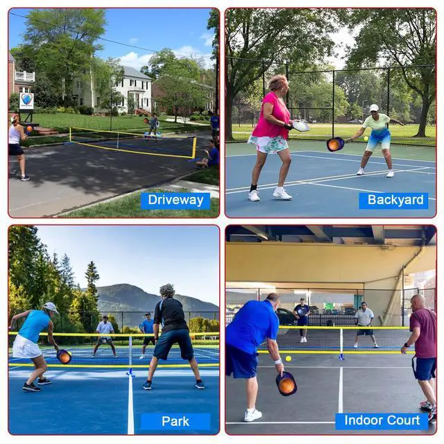 Alt view image 7 of 7 - Portable Pickleball Net with Pickleballs and Carry Bag for Driveway | 22FT Regulation Size Pickle Ball Net, Weather Resistance Strong Steel Frame, Easy Setup for Indoor Gym, Outdoor Court