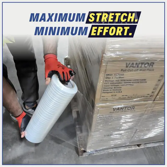 Alt view image 4 of 7 - 18" Stretch Film/Wrap 1500 feet 7 Layers 80 Gauge Industrial Strength up to 800% Stretch Ability 20 Microns Clear Durable Adhering Packing Moving Heavy Duty Shrink Film, Box of 4
