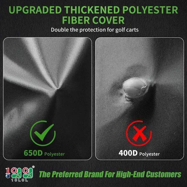 Alt view image 2 of 7 - Heavy Duty 650D Golf Cart Cover for 2/4/6 Passengers EZGO, Club Car and Yamaha, All Weather Outdoor Protection Weatherproof