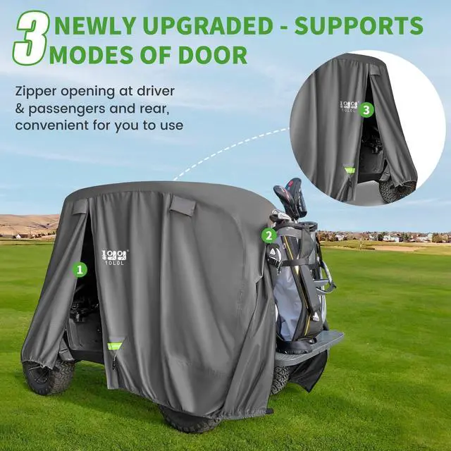 Alt view image 4 of 7 - Heavy Duty 650D Golf Cart Cover for 2/4/6 Passengers EZGO, Club Car and Yamaha, All Weather Outdoor Protection Weatherproof