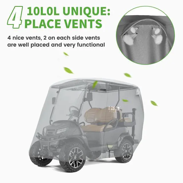 Alt view image 6 of 7 - Heavy Duty 650D Golf Cart Cover for 2/4/6 Passengers EZGO, Club Car and Yamaha, All Weather Outdoor Protection Weatherproof