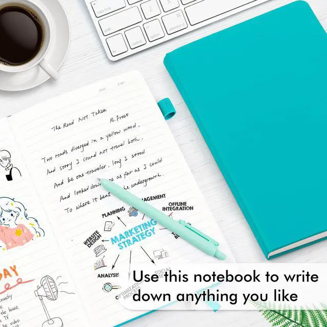 Alt view image 4 of 7 - 18 Pack Journal Notebook for Work, Business Notebook Bulk Hardcover Lined Writing Journal with Pen Holder for Men Women Note Taking, with 18 Black Pens, 120 GSM, 5.1x8.3, A5, Emerald