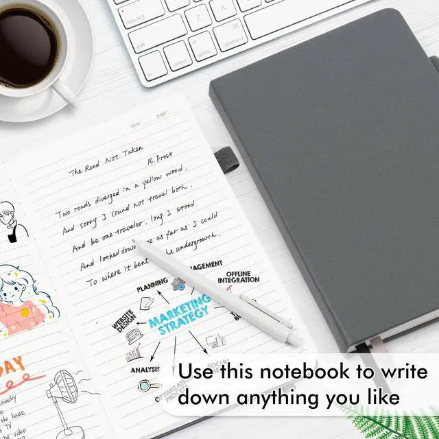 Alt view image 4 of 7 - 18 Pack Journal Notebook for Work, Business Notebook Bulk Hardcover Lined Writing Journal with Pen Holder for Men Women Note Taking, with 18 Black Pens, 120 GSM, 5.1x8.3, A5, Gray