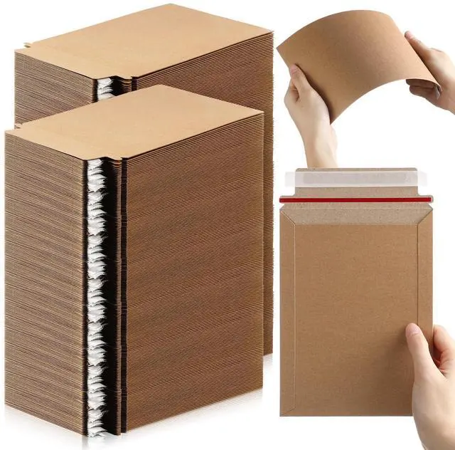 Main image of 300 Pieces 6x8 Rigid Photo Mailers, 350gsm Keep Flat Cardboard Shipping Envelopes with Self Adhesive for Photos, Documents, Prints, CDs, Small Business Mailing