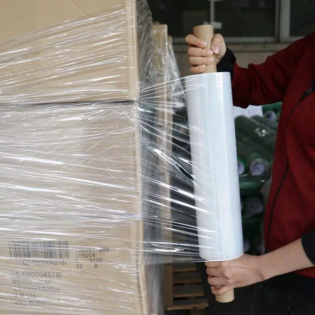 Alt view image 2 of 7 - Stretch Film Wrap - Industrial Clear Plastic Stretch Wrap 1000 Feet 80 Gauge 4 Packs with Handle, Pallet Wrap for Packing, Moving Supplies, Packing Wrap Plastic Roll 15 Inches