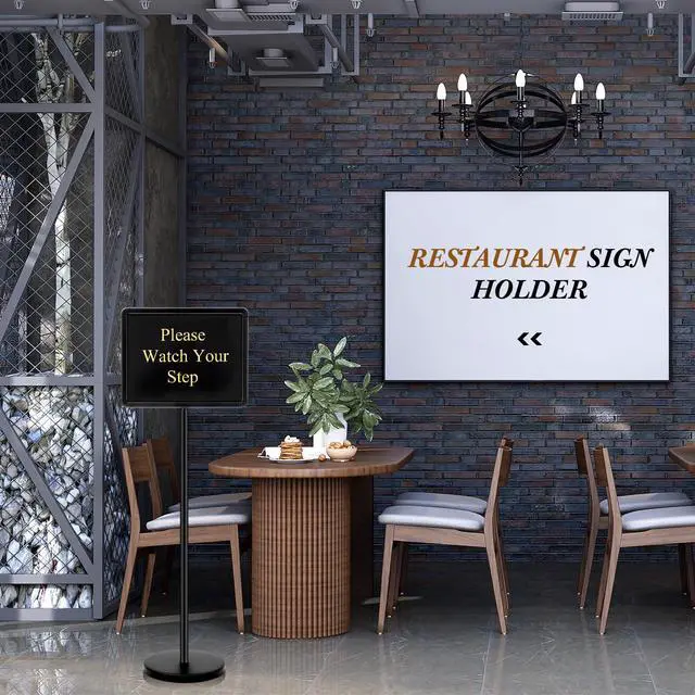 Alt view image 2 of 7 - 8.5 x 11 Inch Please Seat Yourself Hostess Sign for Restaurant with Stand with 9 Inserts Seating Sign Holder with a Base Sturdy Versatile Yard Advertising Business Store Floor, Black