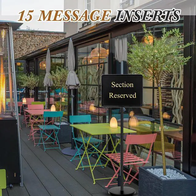 Alt view image 6 of 7 - 8.5 x 11 Inch Please Seat Yourself Hostess Sign for Restaurant with Stand with 9 Inserts Seating Sign Holder with a Base Sturdy Versatile Yard Advertising Business Store Floor, Black