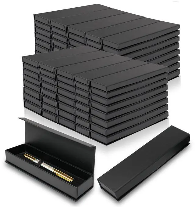 Main image of 84 Pcs Pen Gift Boxes Empty Black Ballpoint Pen Gift Box with Cushion Pen Jewelry Display Box Empty Present Collection Cases for Birthday Souvenir Business Gifting Office Supplies