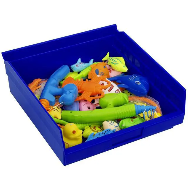 Alt view image 6 of 7 - 30170 Heavy Duty Plastic Shelf Bins, 12"x 11"x 4", Blue, 12-Pk | Heavy Duty Nesting Storage Bins for Garage, Closet, Refrigerator, Kitchen, Cabinet, Drawer Organization, Pantry Organization