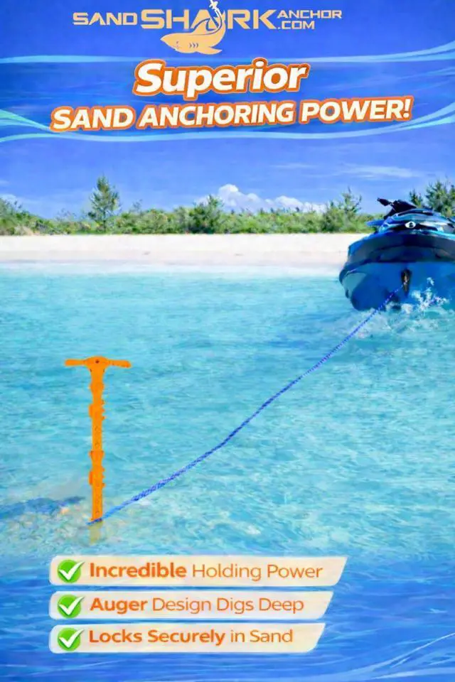Alt view image 5 of 7 - SandShark New Sport Boat Anchor and Jet Ski Anchor. Shallow Water Anchor Pole for Boat and PWC. Sand Anchor Kit for Boat and Kayak Anchor System. Easy Storage, High-Strength ABS