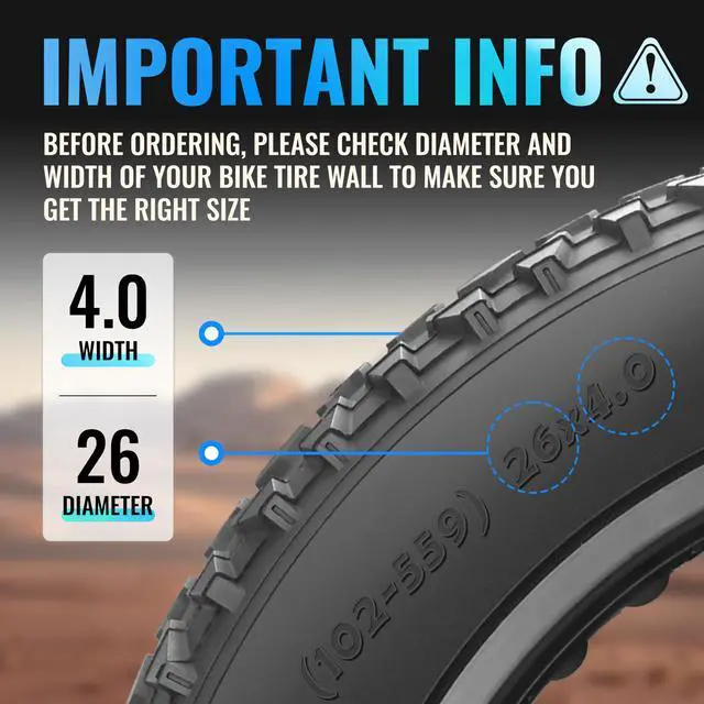 Alt view image 3 of 7 - Ebike Replacement Fat Tire: 20x4.0/26x4.0 Inch Heavy Duty Folding Electric Fat Tires, All-Terrain High-Density Bicycle Tires for Street or Trail Riding