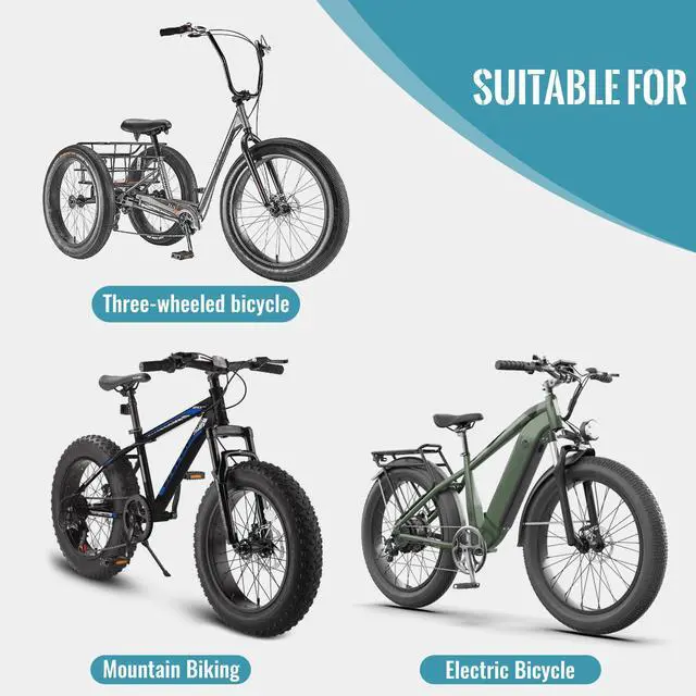 Alt view image 7 of 7 - Ebike Replacement Fat Tire: 20x4.0/26x4.0 Inch Heavy Duty Folding Electric Fat Tires, All-Terrain High-Density Bicycle Tires for Street or Trail Riding