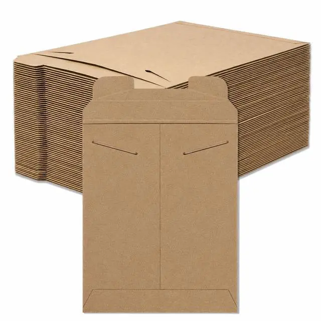 Main image of Rigid Mailers 9" x 11" (100-Pack) - Kraft Mailer Envelopes for Photos, Certificates, Documents - Stay Flat
