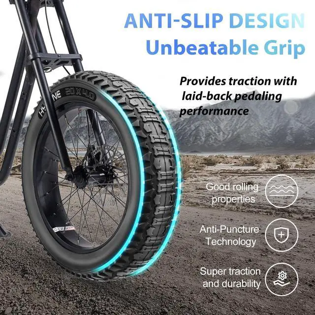 Alt view image 2 of 7 - Ebike Replacement Fat Tire: 20x4.0/26x4.0 Inch Heavy Duty Folding Electric Fat Tires, All-Terrain High-Density Bicycle Tires for Street or Trail Riding