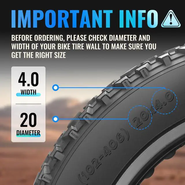 Alt view image 3 of 7 - Ebike Replacement Fat Tire: 20x4.0/26x4.0 Inch Heavy Duty Folding Electric Fat Tires, All-Terrain High-Density Bicycle Tires for Street or Trail Riding