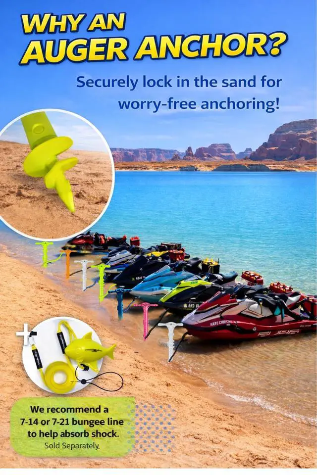 Alt view image 3 of 7 - SandShark New Sport Boat Anchor and Jet Ski Anchor. Shallow Water Anchor Pole for Boat and PWC. Sand Anchor Kit for Boat and Kayak Anchor System. Easy Storage, High-Strength ABS