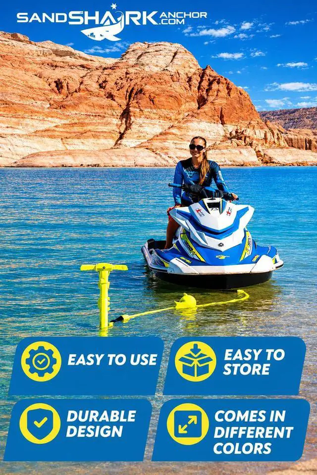 Alt view image 5 of 7 - SandShark New Sport Boat Anchor and Jet Ski Anchor. Shallow Water Anchor Pole for Boat and PWC. Sand Anchor Kit for Boat and Kayak Anchor System. Easy Storage, High-Strength ABS