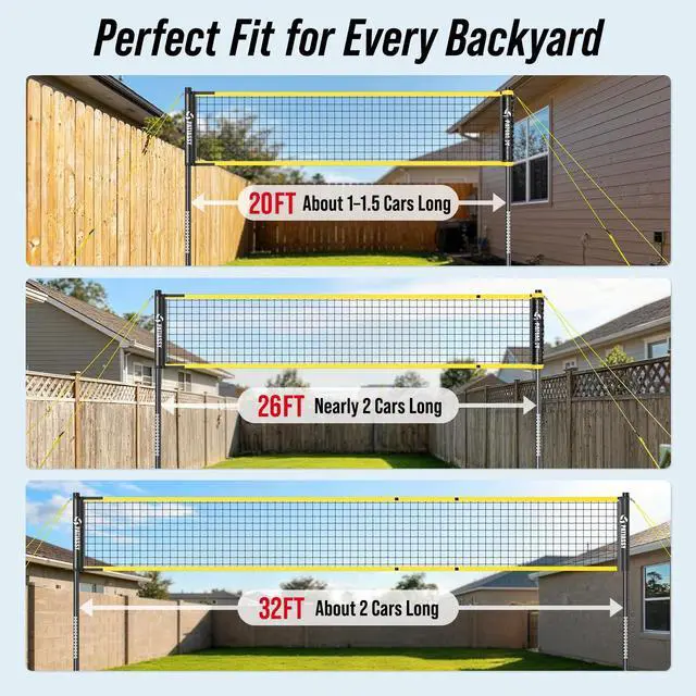 Alt view image 2 of 7 - Outdoor Volleyball Net System, 32FT Regulation Size Anti-Sag Net, Quick Setup Adjustable Height Poles, Volleyball Set with Pump, Boundary Line and Carry Bag for Backyard Beach Lawn