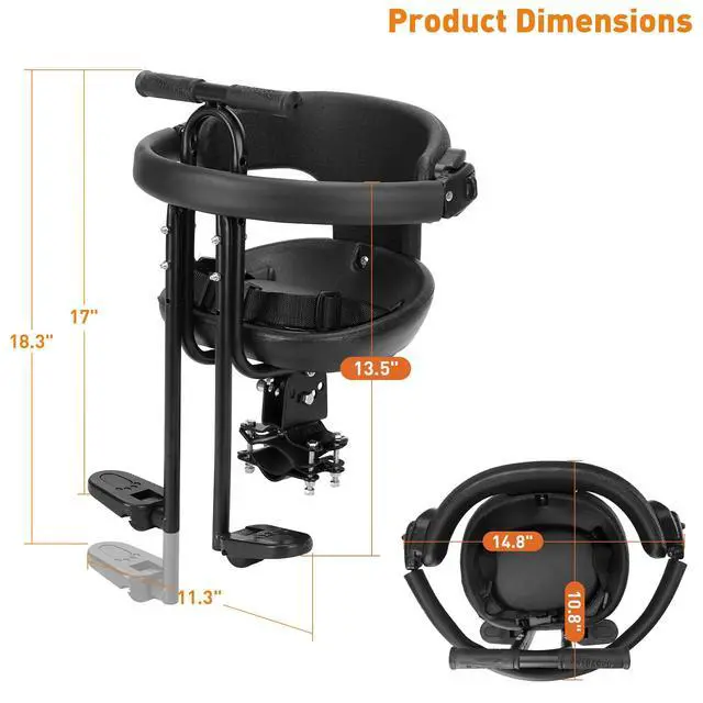Alt view image 7 of 7 - Kid's Bike seat Front Child Carrier Bike Chair for Bicycle Kids seat for Children 2~4 Years,Weight 55 lbs