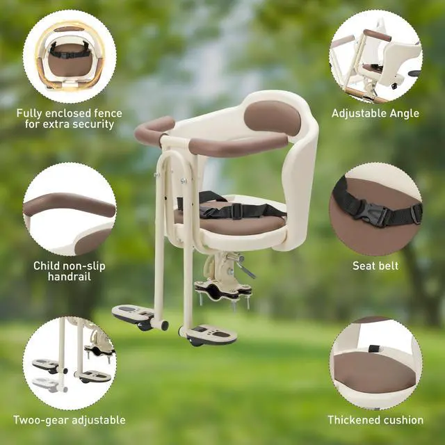 Alt view image 5 of 7 - Kid's Bike seat Front Child Carrier Bike Chair for Bicycle Kids seat for Children 2~4 Years,Weight 55 lbs