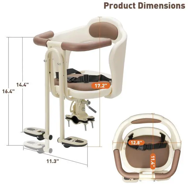 Alt view image 7 of 7 - Kid's Bike seat Front Child Carrier Bike Chair for Bicycle Kids seat for Children 2~4 Years,Weight 55 lbs