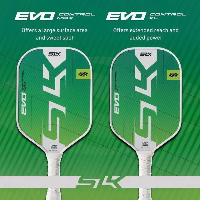 Alt view image 7 of 7 - SLK Evo Carbon Fiber Pickleball Paddles | Control & Power | A pickle ball paddle with a SpinFlex spin surface and Ultra Comfort Grip, in Max or XL shape