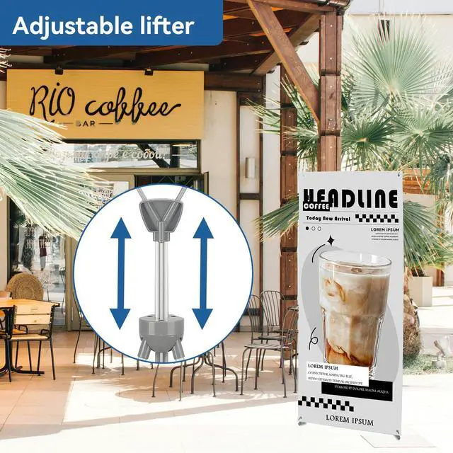Alt view image 4 of 7 - Reinforced X Banner Stand with Portable Bag, Adjustable banner sizes from 23x63 to 32x78 inches,Ideal for exhibitions, restaurants, theaters.4 Pack