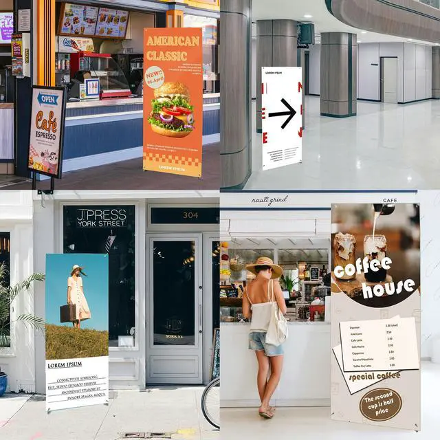 Alt view image 7 of 7 - Reinforced X Banner Stand with Portable Bag, Adjustable banner sizes from 23x63 to 32x78 inches,Ideal for exhibitions, restaurants, theaters.4 Pack