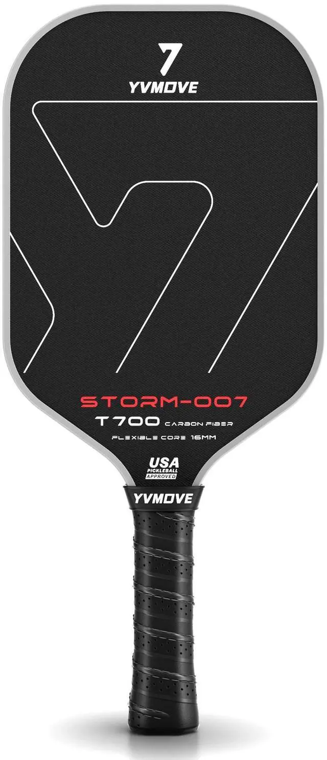Main image of USAPA Approved 6-Layer Construction T700 Carbon Fiber Pickleball Paddle, 16mm Thermoformed Pickleball Racket with High Spin & Extended Grip, Professional Pickleball Paddle for Control and Power