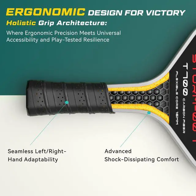 Alt view image 7 of 7 - USAPA Approved 6-Layer Construction T700 Carbon Fiber Pickleball Paddle, 16mm Thermoformed Pickleball Racket with High Spin & Extended Grip, Professional Pickleball Paddle for Control and Power