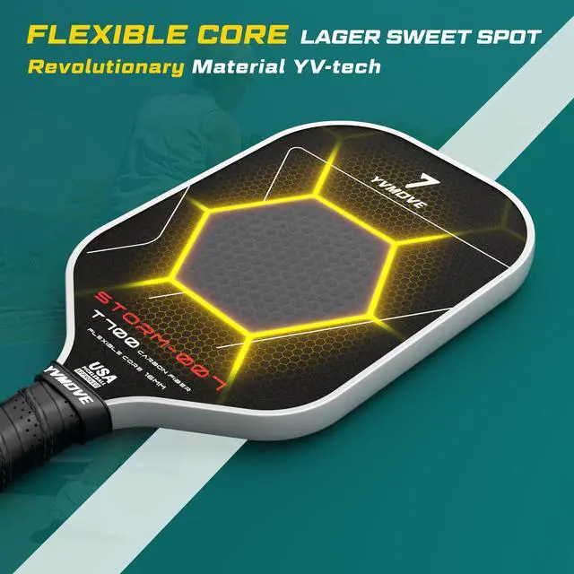 Alt view image 6 of 7 - USAPA Approved 6-Layer Construction T700 Carbon Fiber Pickleball Paddle, 16mm Thermoformed Pickleball Racket with High Spin & Extended Grip, Professional Pickleball Paddle for Control and Power